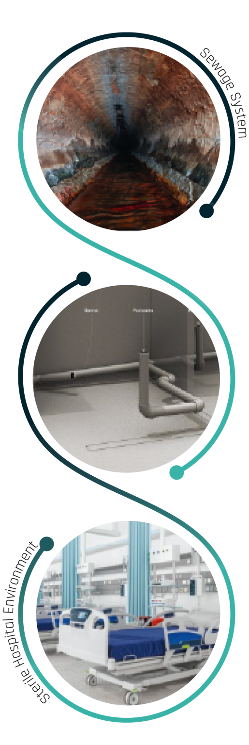 排水トラップ(サイフォン)内部の構造と滞留部を示す模式図